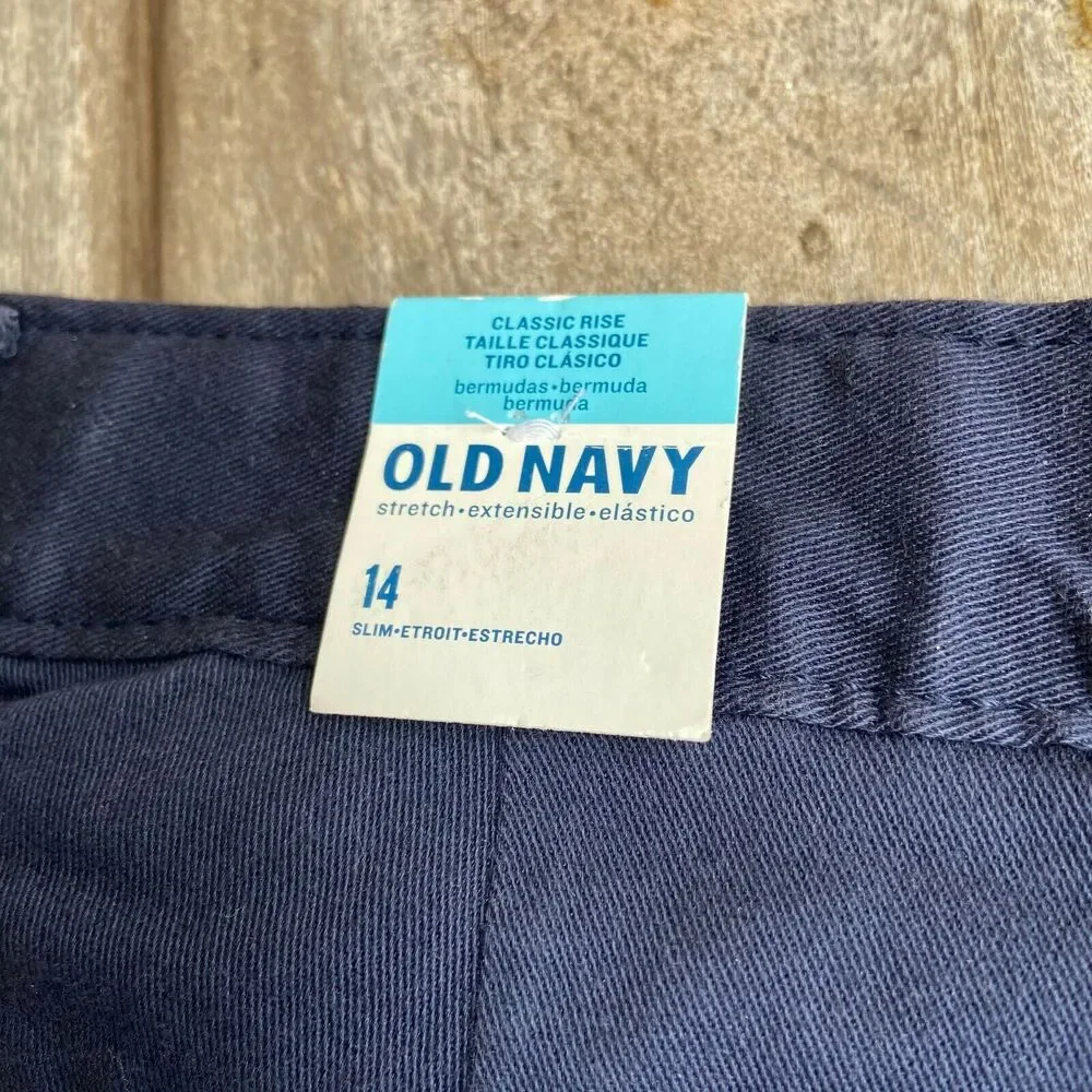 Old Navy Girls‎ Shorts Sz 14 Classic Rise Navy Blue Uniform Adjustable Waist NEW